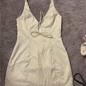 Revolve cream Checkered Mini Dress